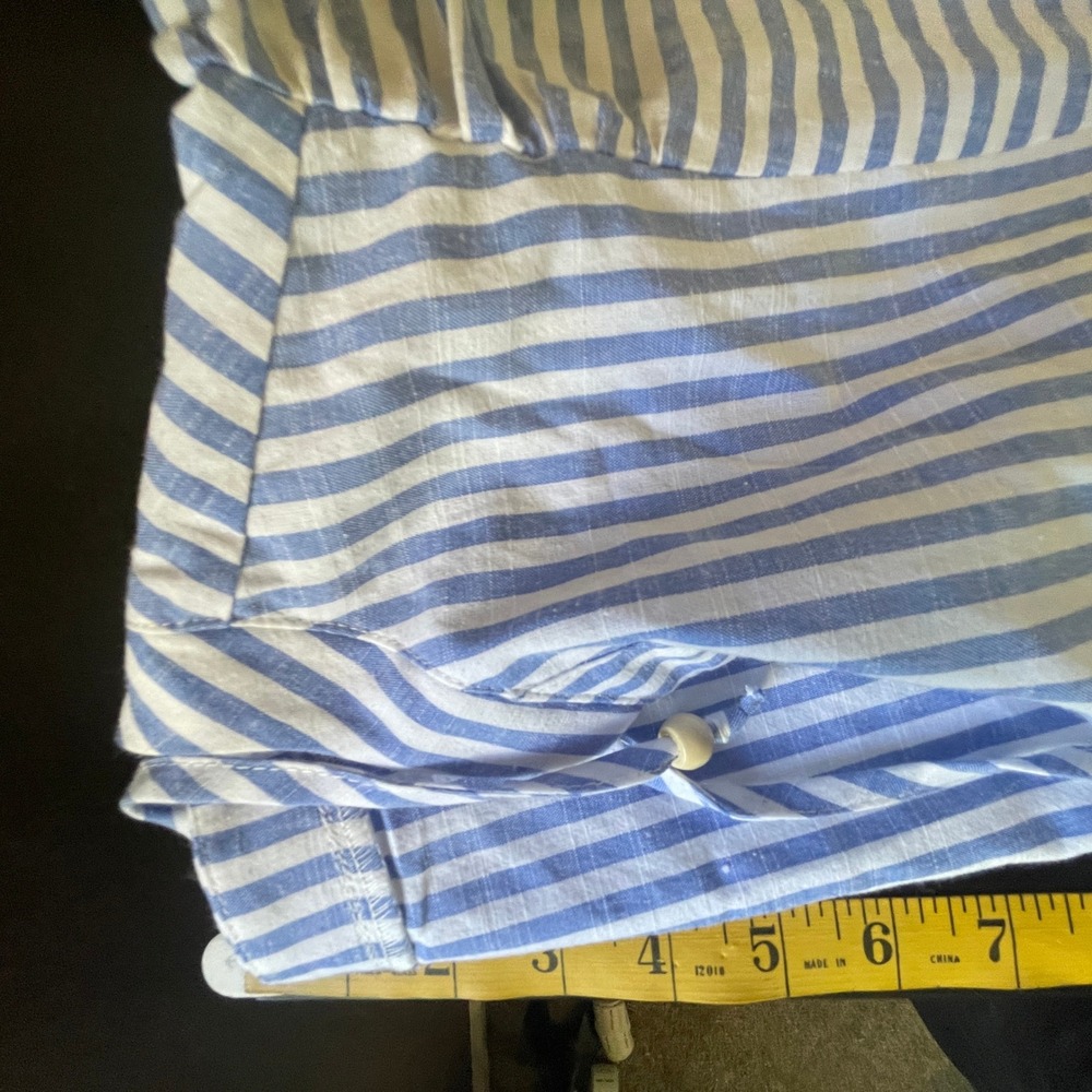 Popvil Womens Striped Oversized Tiered Dress S Blue White Coastal Summer - Picture 9 of 9
